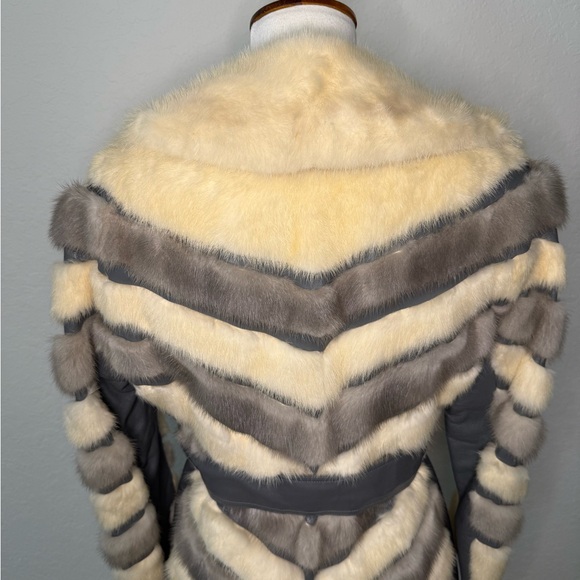 Rare 60’s-70’s Leather & Mink Fur Coat Chevron style - Picture 10 of 11